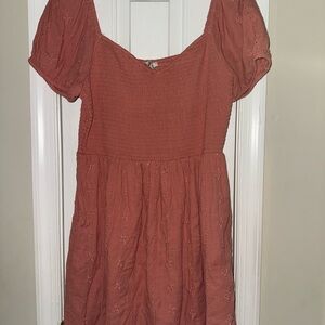 American Eagle Outfitters Orange Puff Sleeve Sundress